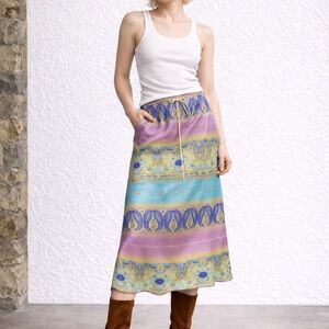 Love Amour Purple and Blue Midi Skirt